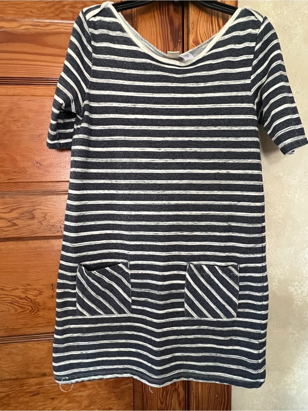 Canyon River Blues Terrycloth Navy/White Striped Shift Dress with Pockets Size M